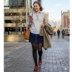 Club Monaco Heather Gray Speckled V-Neck Sweatshirt